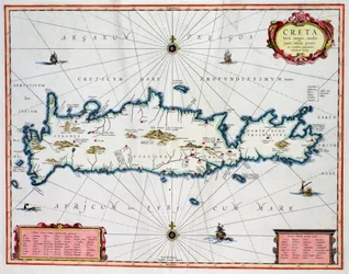 Mapa wyspy Krety, około 1570, autorstwa Abrahama Orteliusa (1527-98)