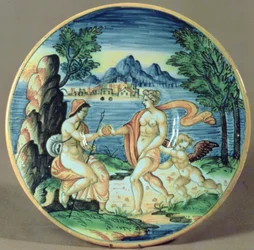 Płyta przedstawiająca Parysa i Wenus, autor: Giovanni-Battista da Faenza (1540-1614), 1563