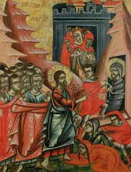 Wskrzeszenie Łazarza, grecka ikona z Epiru, 1611