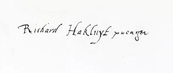 Podpis Richarda Hakluyta (ok. 1552-1616)