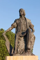 Pomnik Krzysztofa Kolumba w klasztorze La Rabida, prowincja Huelva, Andaluzja, południowa Hiszpania.
