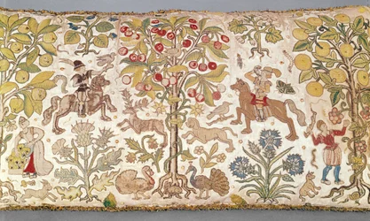 Pokrycie stołka, adamaszek, koniec XVI w.