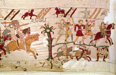 Anglicy uciekają po śmierci króla Harolda, Bayeux Tapestry