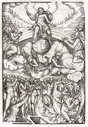 Sąd Ostateczny na podstawie drzeworytu Hansa Holbeina (149798-1543) Młodszego, z „Der Todten Tanz”, wyd. Bazylea, 1843