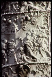 Kolumna Trajansa, zbudowana dla uczczenia zwycięstwa nad Dakami, prawdopodobnie zaprojektowana przez Apollodora z Damaszku, 113 AD (szczegół)
