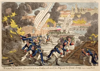 Ciepłe kwatery zimowe lub Moskwa dobrze przewietrzone dla Napoleona i jego Wielkiej Armii autorstwa Williamsa, z serii zatytułowanej Kampania rosyjska maj 1813