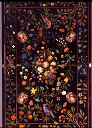 Florentyński blat pietra dura wyłożony różnymi marmurem i lapis lazuli, pośrodku wystawy owoców, ok. 1670 r.