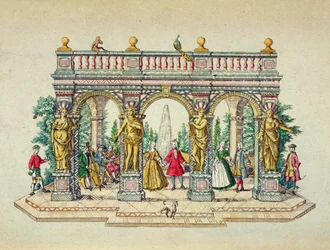 Impreza muzyczna w altanie, poł. XVIII w. (kolorowa rycina)