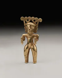 Rzadka złota figura szamana w stylu międzynarodowym, prawdopodobnie z Panamy lub Kostaryki, ok. 500-1000
