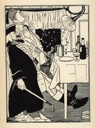 Trąbka, która zamarzła, sama wydaje dźwięki, gdy się nagrzewa, ma rozbawienie i zdumienie wszystkich ilustracji Williama Stranga (1859-1921) i JB Clarka z „Przygód barona z Munchausen (Munchhausen)” Rudolfa Ericha Rape (1736-