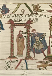 Aelfgyva z księdzem, Gobelin z Bayeux (haft wełniany na płótnie)