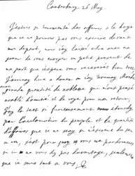 Czuły list Karola II do jego siostry Henrietty Anne, napisany po francusku w Canterbury, dzień po przybyciu do Dover, 26 maja