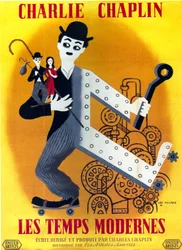 Plakat filmu Dzisiejsze czasy Charliego Chaplina z Charliem Chaplinem, 1936
