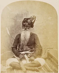 Akalee, sikhijska wielbicielka z Lahore, nr. 225 z „Twarze Indii”, wyd. 1872 (zdjęcie w sepii)