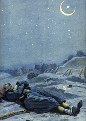 Alegoria tureckiego hymnu narodowego: żołnierz, który zginął za swój kraj, około 1900