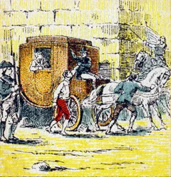 Aresztowanie Ludwika XVI i jego uciekającej rodziny w Varennes w dniu 21 czerwca 1791 r. Grawer w „Histoire de France”. Seria grafik reklamowych wydana na zlecenie Louit, 24 rue d