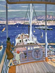 Przybycie liniowca Chantilly do portu w Marsylii, ok. 1930 r. (ilustracja)
