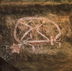 Australia, Terytorium Północne, Ziemia Arnhema, Park Narodowy Kakadu, Nourlangie Rock, aborygeńskie malowidła naskalne