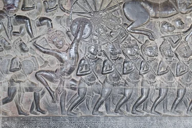 Płaskorzeźby na północnej galerii Angkor Wat w Kambodży