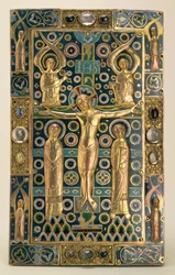 Okładka książki, Limoges, początek XIII w. (drewno, miedź złocona i emalia)