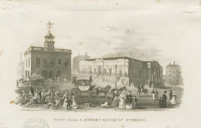 Burslem - Ratusz i Dom Targowy: sztych, bd [1836]