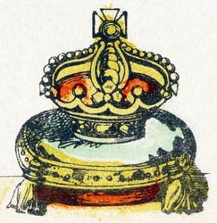 C - Korona - Alfabet - rozrywka dla dzieci - Obraz epinal, popularna seria c.1890 (ilustracja)