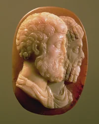 Kamea przedstawiająca Marka Aureliusza (121-180) i Lucjusza Werusa (130-169) Roman (onyks)