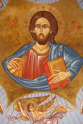 Fresk na suficie w cerkwi Pedoulas. Chrystus Pantokrator, 20150510, Pedoulas, Cypr
