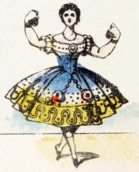 D - Danseuse - Alfabet - rozrywka dla dzieci - Obraz epinal, popularna seria c.1890 (ilustracja)