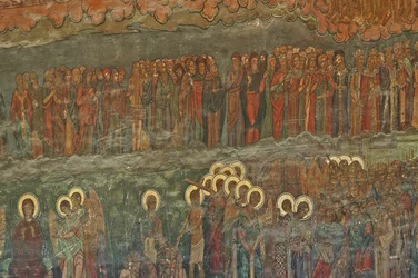 Europa, RUMUNIA, Bukareszt, Patriarchalna Katedra Prawosławna (1656), fresk na ścianie przy wejściu