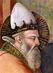 Fresk autorstwa Maso di Banco (1341-1346), szczegół Opowieści sylwestrowej (fresk)