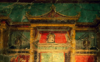 Fresk w salonie, Villa Poppea, stanowisko archeologiczne Oplonti, Torre Annunziata (lista światowego dziedzictwa UNESCO