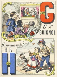 G H: Guignol, Hanneton vole! - Alfabet gier, około 1890