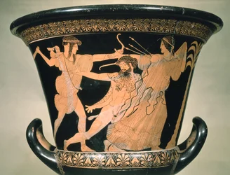 Herakles Walczący, fragment z czerwonego kielicha-krateru na poddaszu, V w. p.n.e. (ceramika)