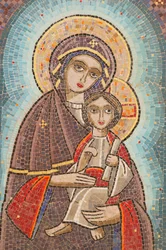 Ikona klasztoru koptyjskiego Najświętszej Maryi Panny i św. Jana Kame Egipt
