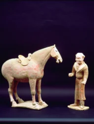 Koń i sługa, Chińczycy, dynastia Tang (618-906) (terakota)