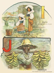 I J: Włochy, Jamajka – ABC dwóch światów. Emile Guerin, wydawca, Paryż, ok. 1900. Wymiary: 27,5 x 21,5 cm