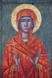 Ikona w Muzeum Bizantyńskim Pedoulas: Saint Marina (XVIII wiek), 20150510, Pedoulas, Cypr
