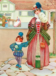 Ilustracja do wiersza Difference z książki Childhood autorstwa Millicent i Githy Sowerby, opublikowanej w 1907 r.
