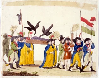 Włoska ilustracja przedstawiająca rewolucję francuską 1795 r.