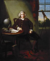 James Ferguson (1710-1776), brytyjski astronom i artysta (malarz), w swoim gabinecie