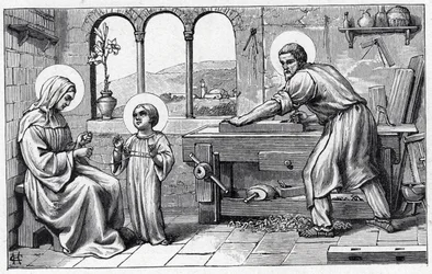 Jezus w służbie Maryi. Alfabet Dzieciątka Jezus. Wydanie z 1932 roku. Rzeźby sygnowane H G. Kolekcja prywatna