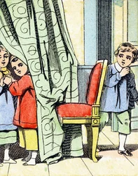 Jeu : cache cache - Alfabet - rozrywka dla dzieci - Obraz epinal, popularna seria c.1890 (ilustracja)
