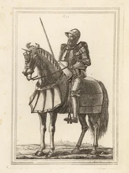 Król Edward III przedstawiony jako uzbrojony rycerz na koniu ze zbrojowni w Tower of London
