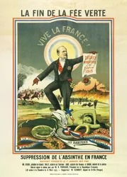 La fin de la fee verte, litografia, kiedy absynt został zakazany we Francji w 1915 r.