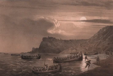 Lądowanie pierwszej floty ludzi Garibaldiego w Fort Scilla w Kalabrii