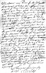 List, w języku francuskim, od cesarza Karola V do jego synowej, królowej Anglii Marii I, wyrażający pragnienie zobaczenia swojego syna króla Filipa, jej męża, w celu skonsultowania się z nim w sprawach, wyrażający ubolewanie z powodu konieczność pozbawieni