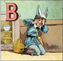 Litery B jak czapka osła. Grawer w „Alphabet des petits ecoliers”. Obraz Epinal, ok. 1885. Kolekcja Privee