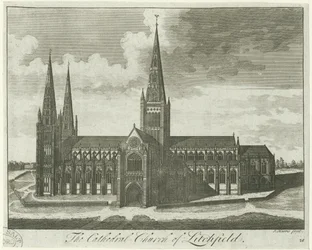 Katedra w Lichfield - widok na południe: grawerowanie i [?XVIII wiek]