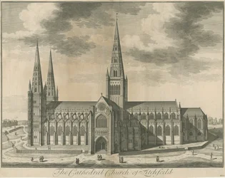 Katedra w Lichfield - widok na południe: grawerowanie, bd [ok. 1730]